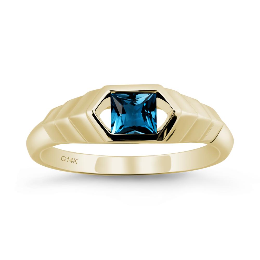 Asscher London Blue Topaz Ring with Hexagon Frame - LUO Jewelry #metal_14k yellow gold