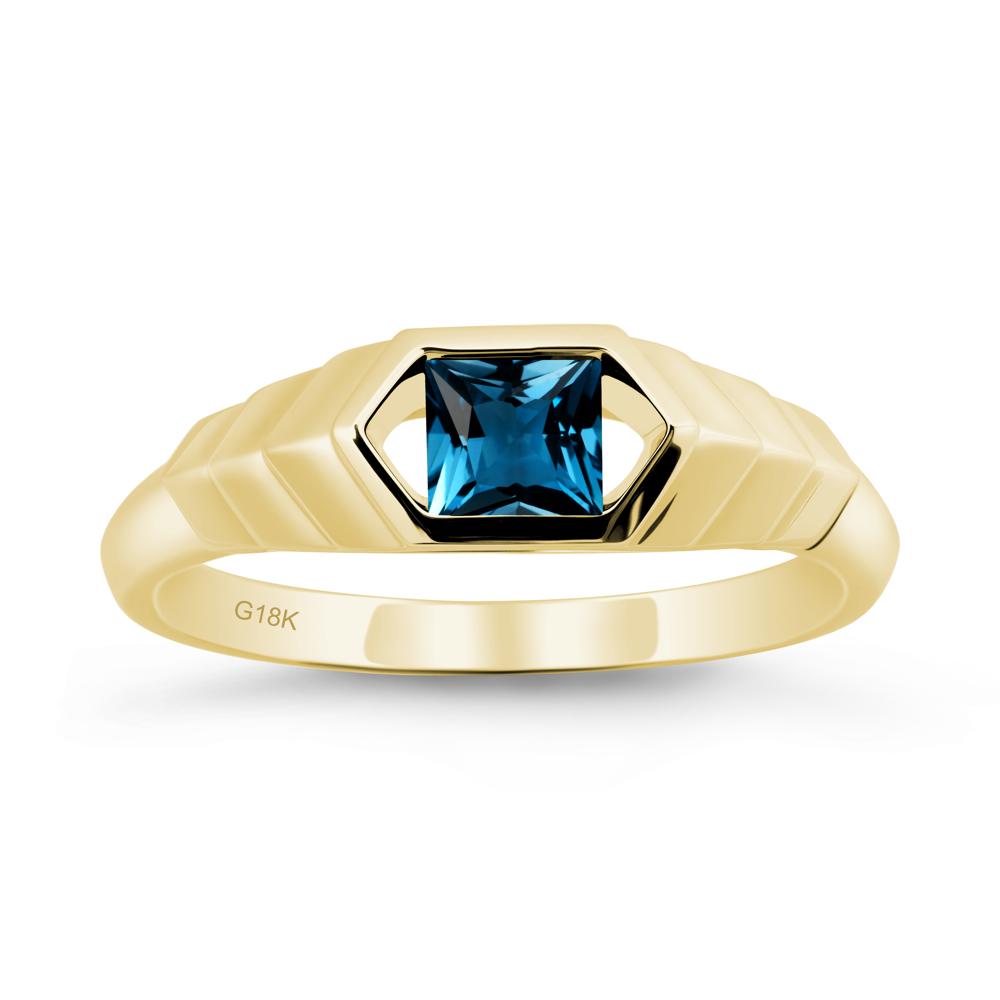 Asscher London Blue Topaz Ring with Hexagon Frame - LUO Jewelry #metal_18k yellow gold