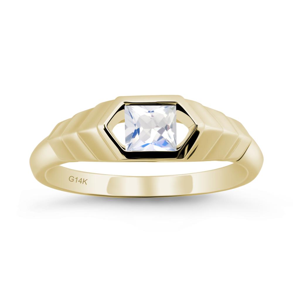Asscher Moonstone Ring with Hexagon Frame - LUO Jewelry #metal_14k yellow gold