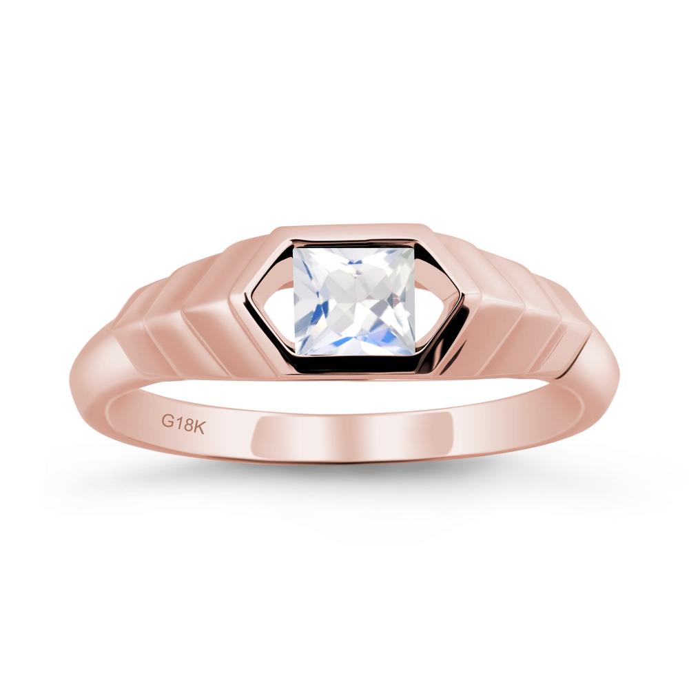 Asscher Moonstone Ring with Hexagon Frame - LUO Jewelry #metal_18k rose gold