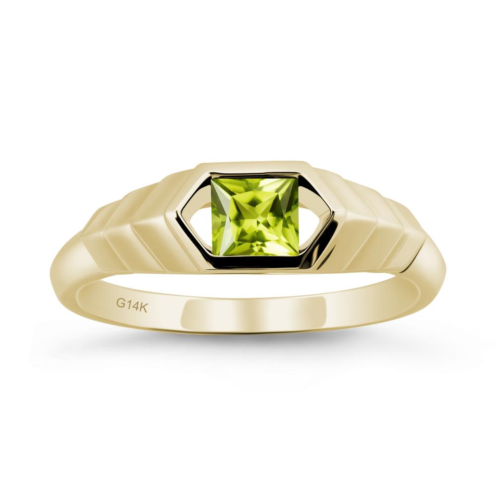 Asscher Peridot Ring with Hexagon Frame - LUO Jewelry #metal_14k yellow gold