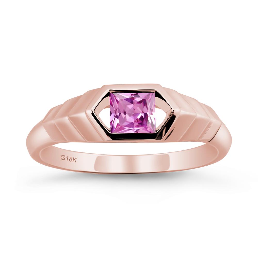 Asscher Pink Sapphire Ring with Hexagon Frame - LUO Jewelry #metal_18k rose gold