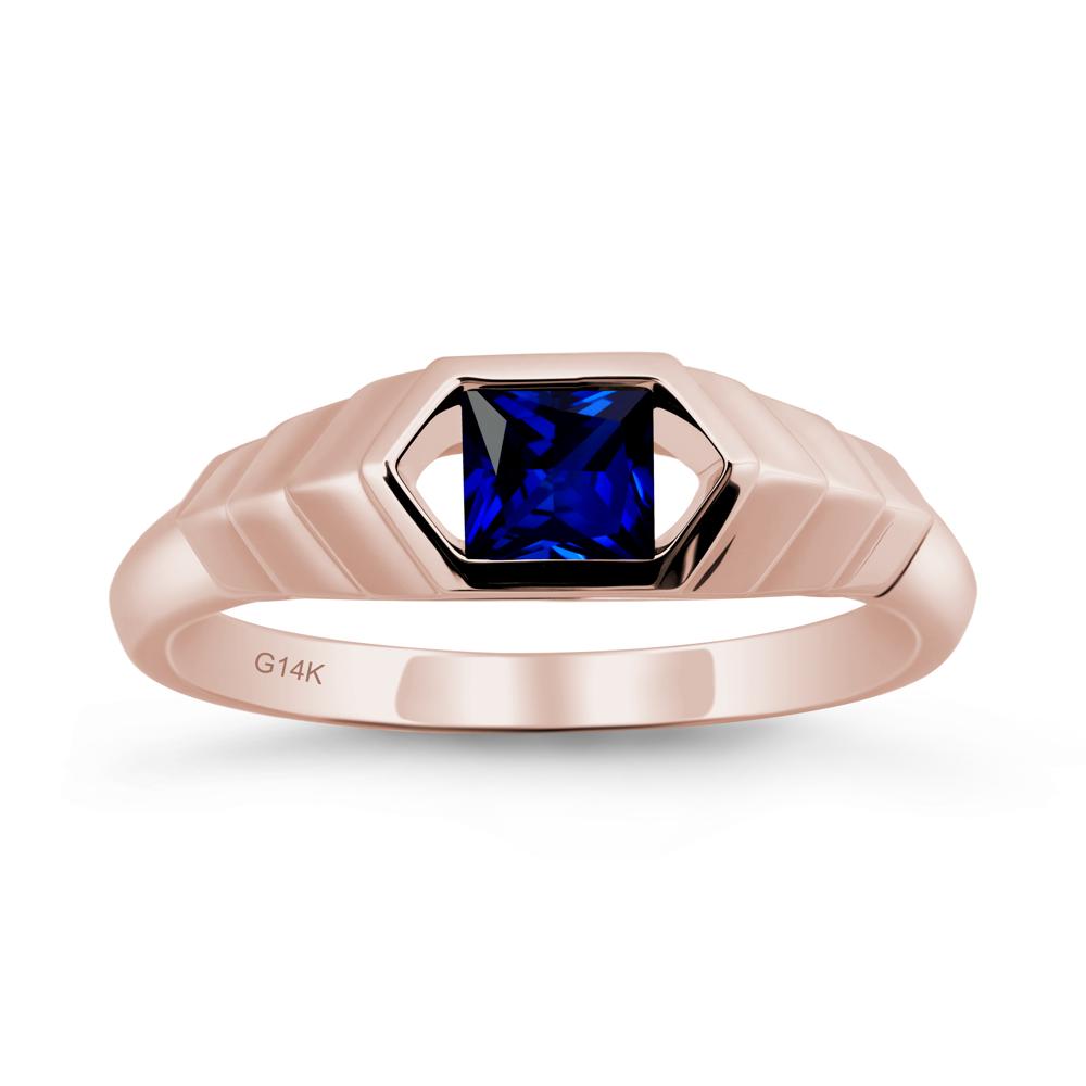 Asscher Sapphire Ring with Hexagon Frame - LUO Jewelry #metal_14k rose gold