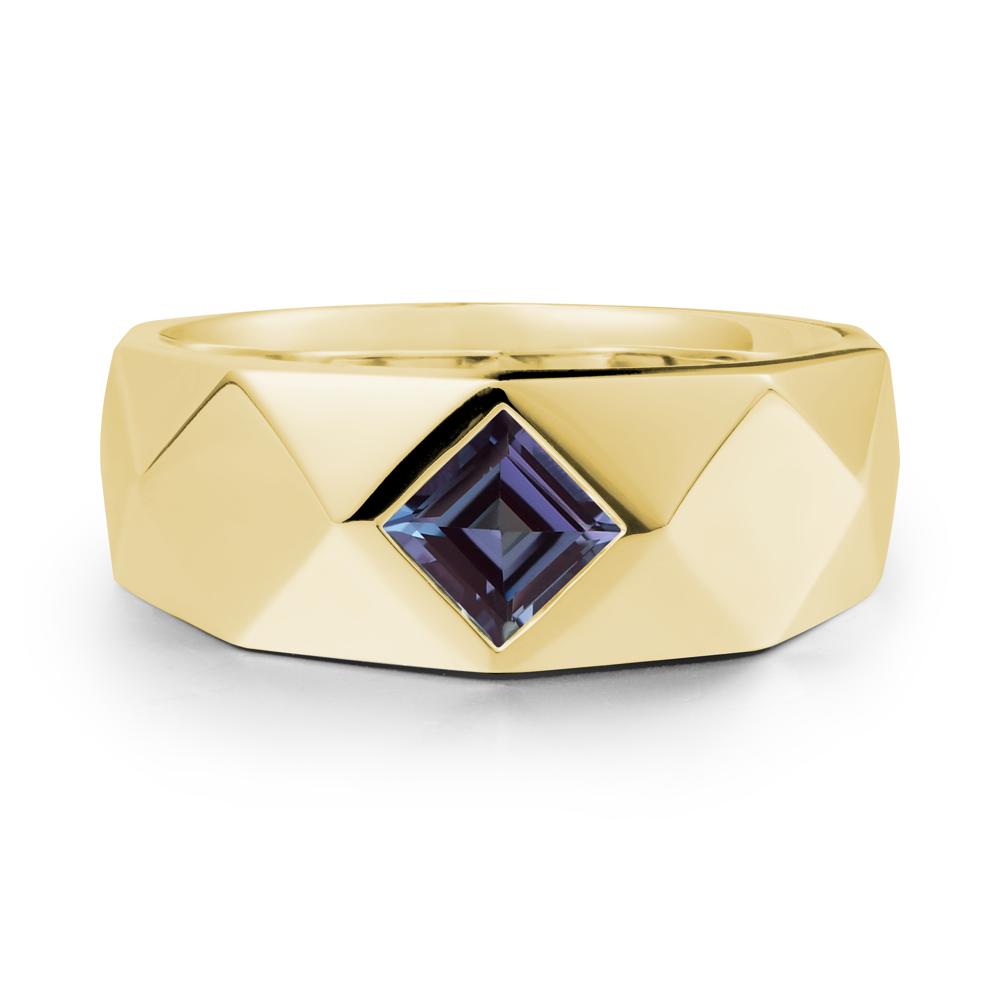 Wide Band Multi-Faceted  Alexandrite Ring - LUO Jewelry #metal_18k yellow gold