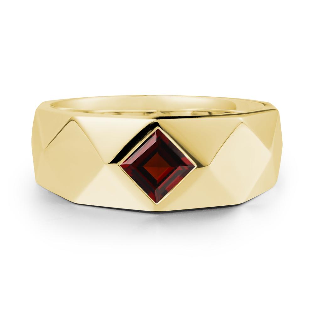 Wide Band Geometric Garnet Ring - LUO Jewelry #metal_18k yellow gold