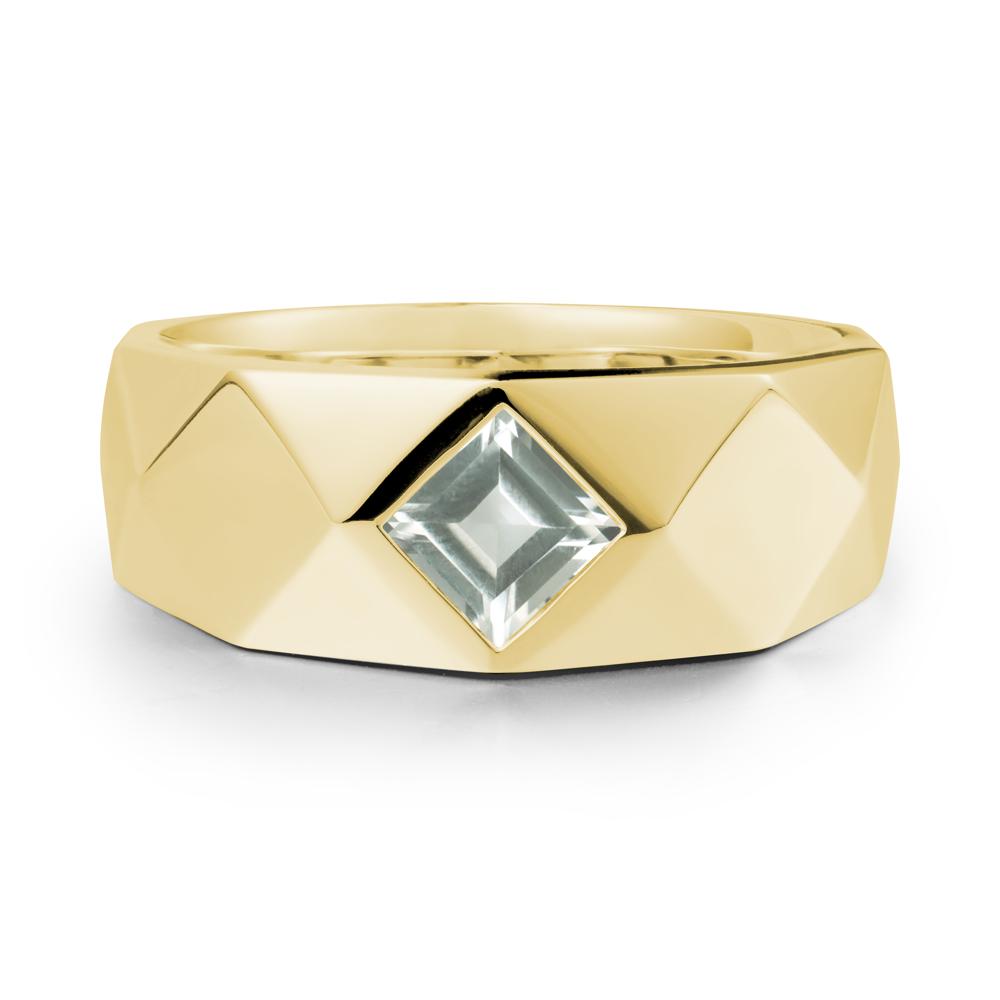 Wide Band Multi-Faceted  Green Amethyst Ring - LUO Jewelry #metal_18k yellow gold