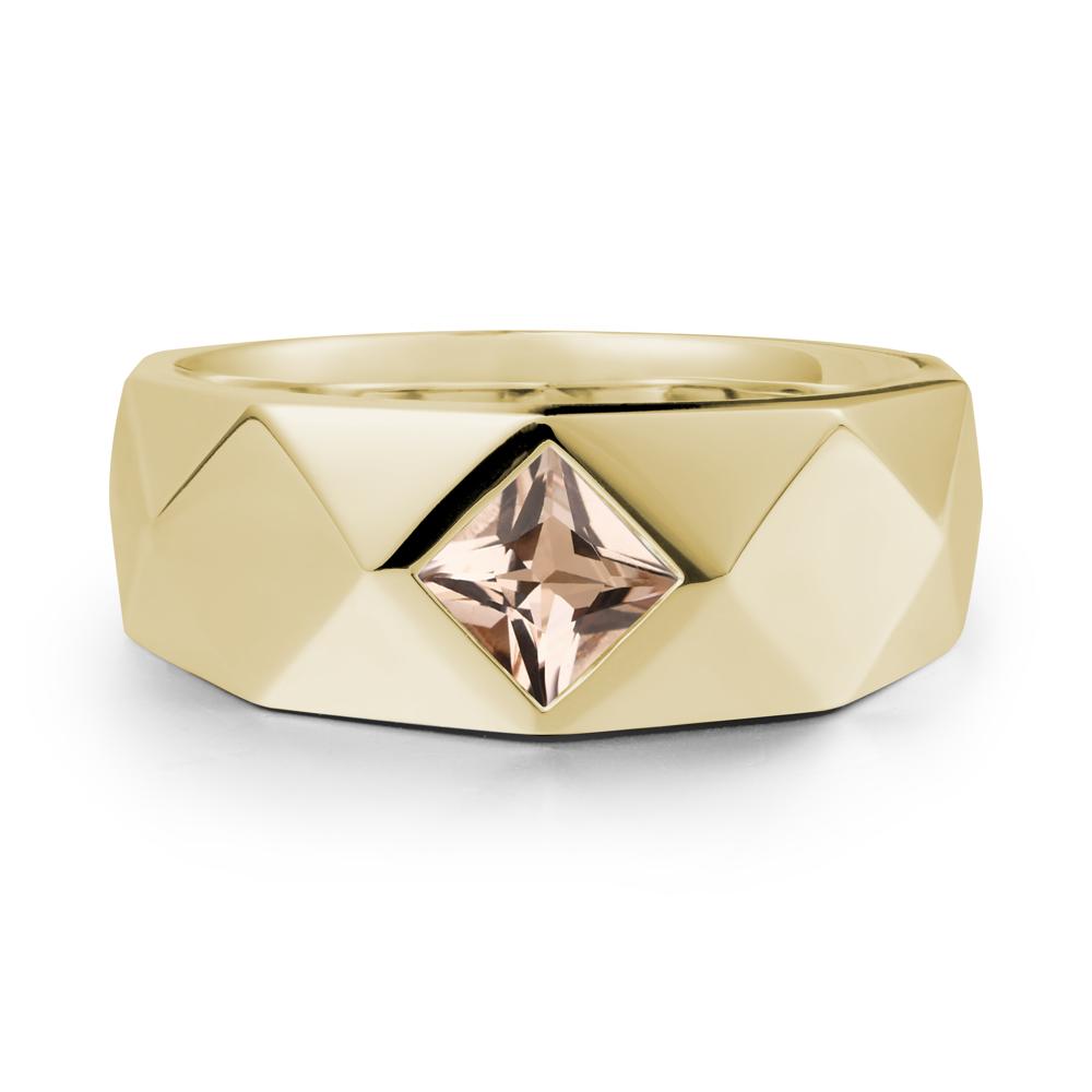 Wide Band Geometric Morganite Ring - LUO Jewelry #metal_14k yellow gold