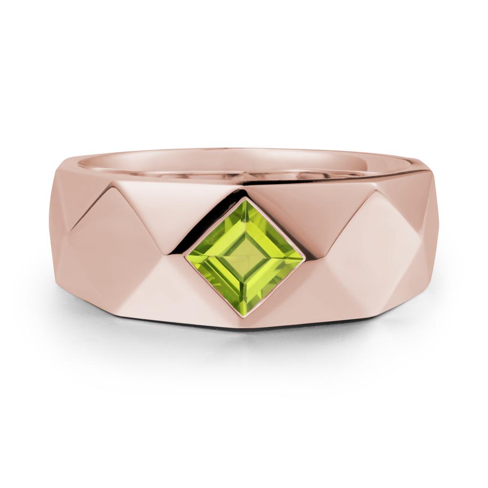 Wide Band Multi-Faceted  Peridot Ring - LUO Jewelry #metal_14k rose gold
