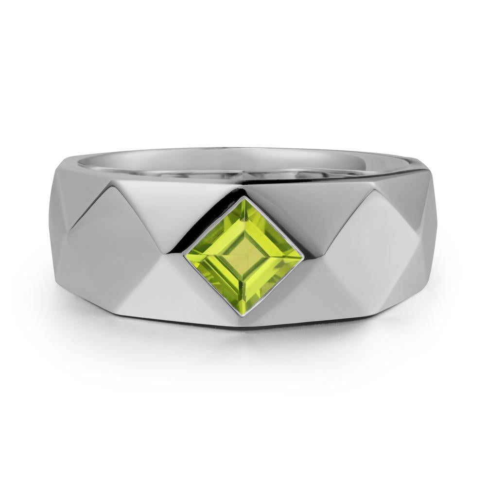 Wide Band Multi-Faceted  Peridot Ring - LUO Jewelry #metal_platinum