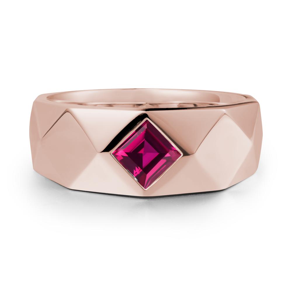 Wide Band Geometric Ruby Ring - LUO Jewelry #metal_14k rose gold