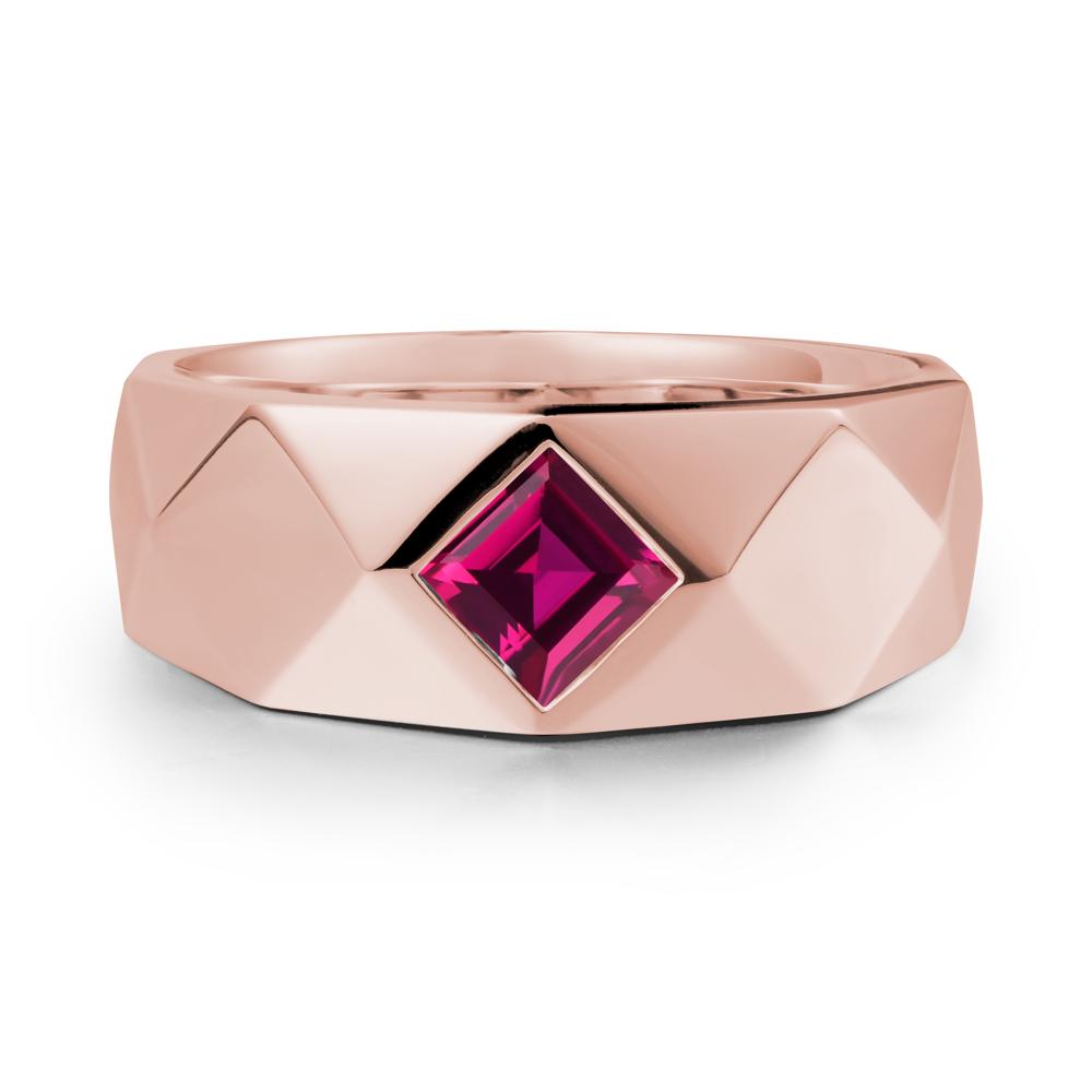Wide Band Geometric Ruby Ring - LUO Jewelry #metal_18k rose gold