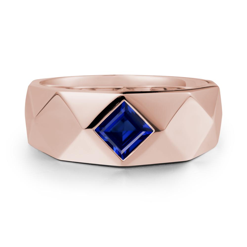 Wide Band Multi-Faceted  Sapphire Ring - LUO Jewelry #metal_14k rose gold