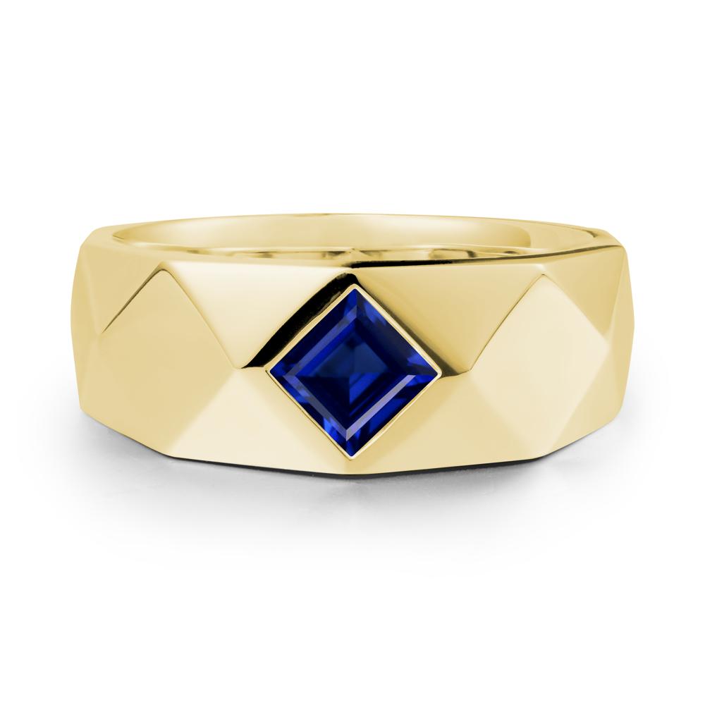 Wide Band Multi-Faceted  Sapphire Ring - LUO Jewelry #metal_18k yellow gold