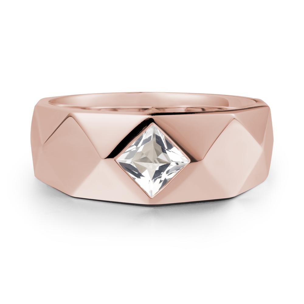 Wide Band Multi-Faceted  White Topaz Ring - LUO Jewelry #metal_14k rose gold