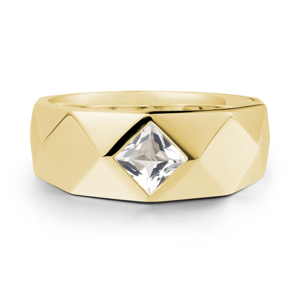 Wide Band Multi-Faceted  White Topaz Ring - LUO Jewelry #metal_18k yellow gold
