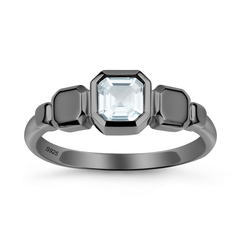 Geometric Ascher Aquamarine Ring - LUO Jewelry #metal_black finish sterling silver