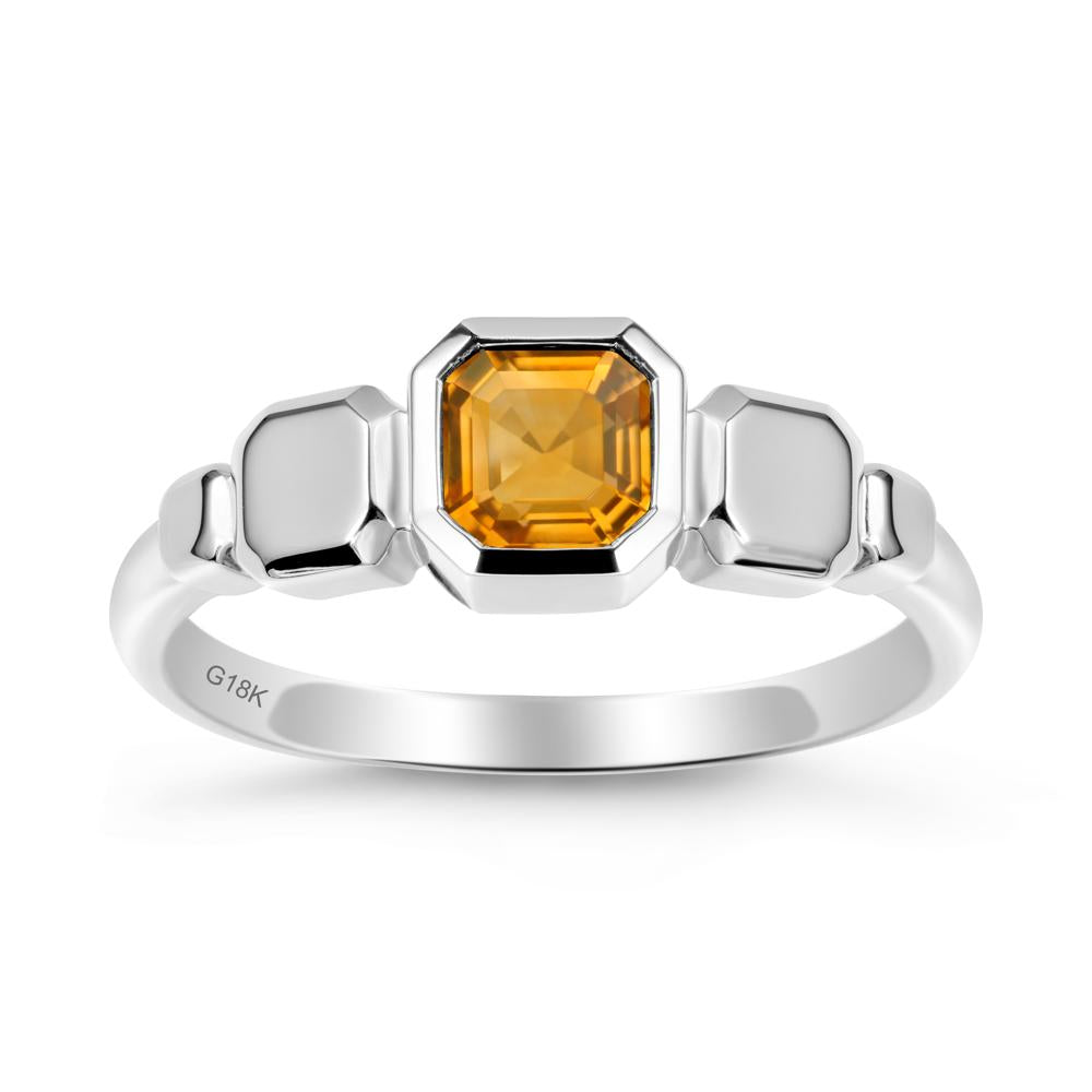 Geometric Ascher Citrine Ring - LUO Jewelry #metal_18k white gold