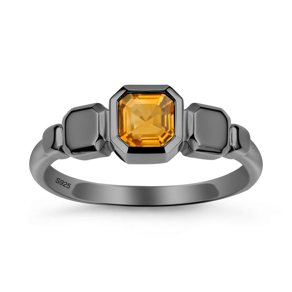 Geometric Ascher Citrine Ring - LUO Jewelry #metal_black finish sterling silver