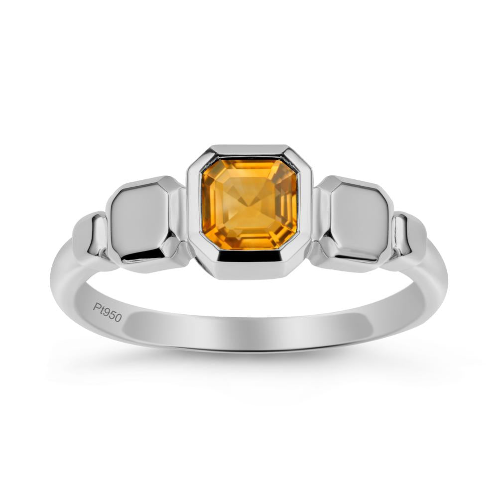 Geometric Ascher Citrine Ring - LUO Jewelry #metal_platinum