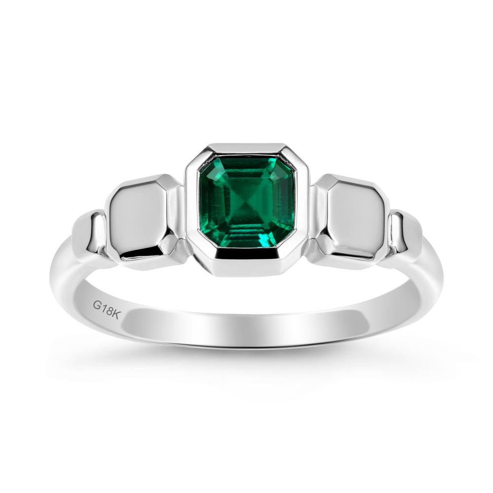 Unique Ascher Emerald Ring - LUO Jewelry #metal_18k white gold