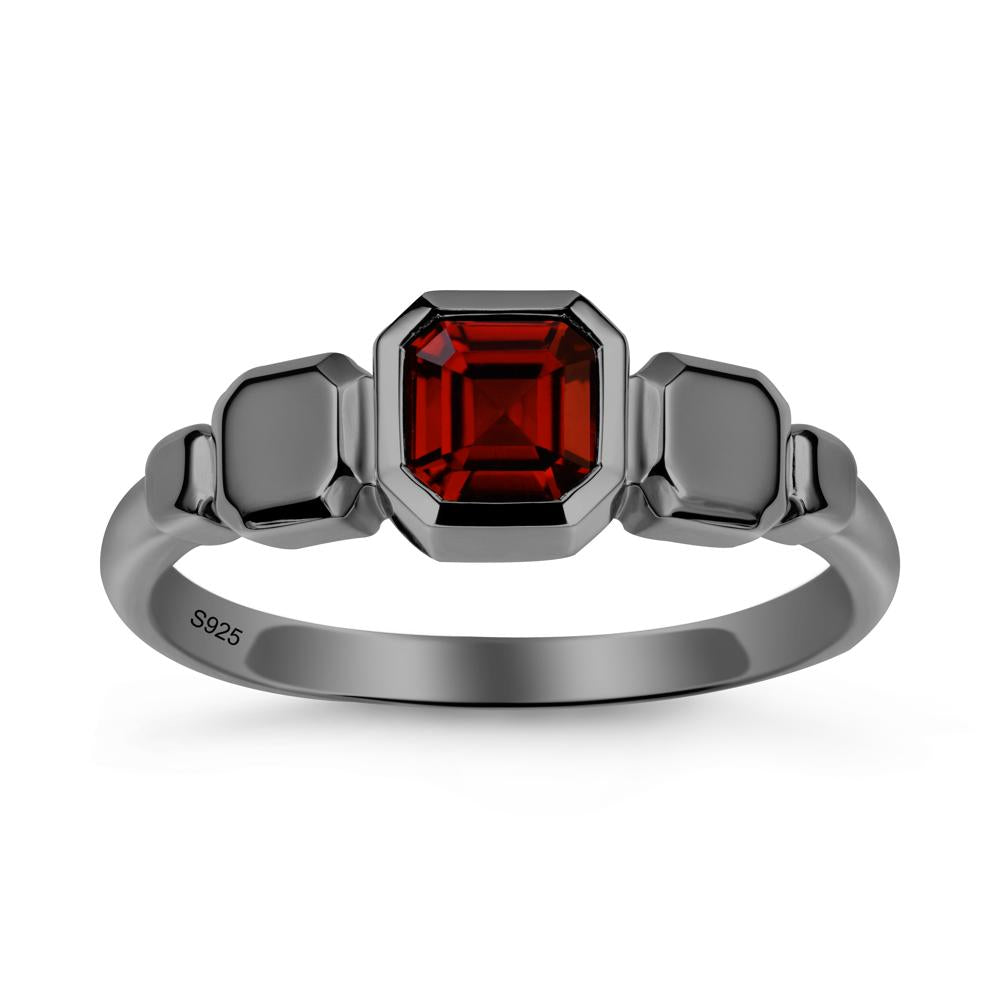 Geometric Ascher Garnet Ring - LUO Jewelry #metal_black finish sterling silver
