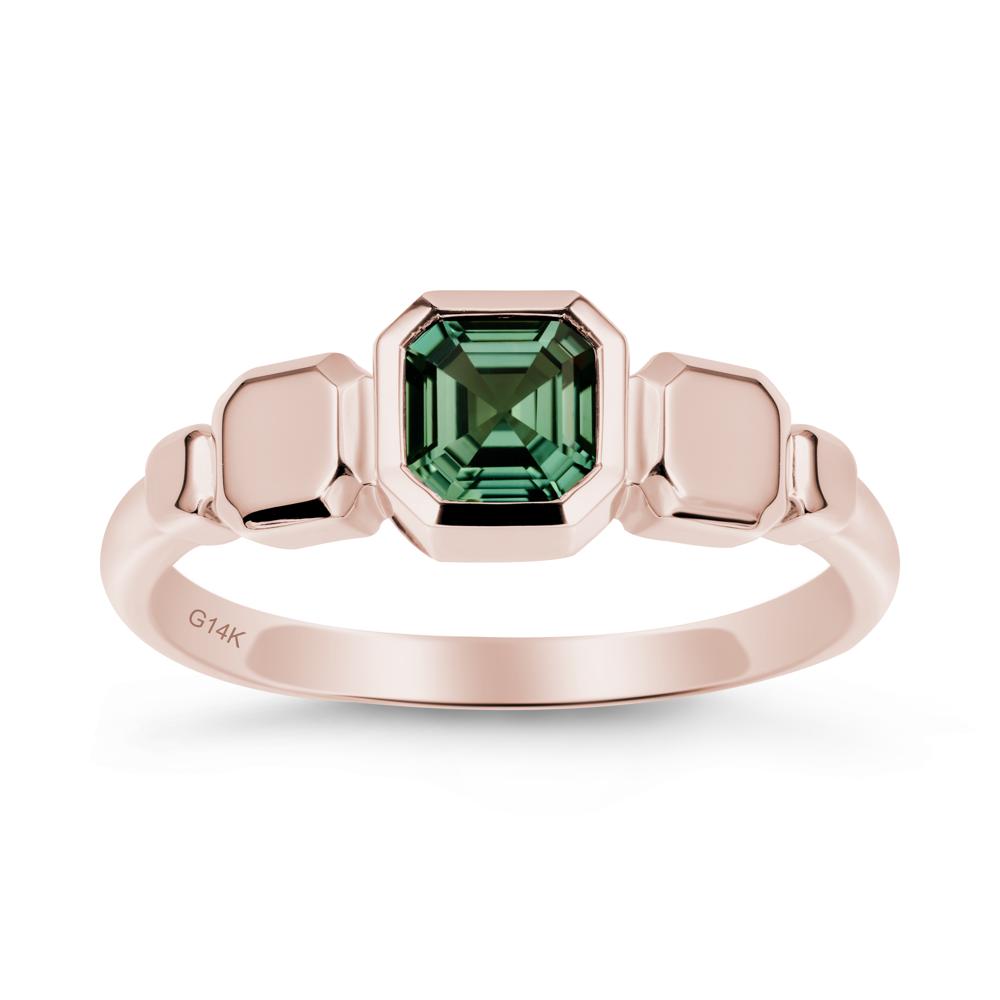 Geometric Ascher Green Sapphire Ring - LUO Jewelry #metal_14k rose gold