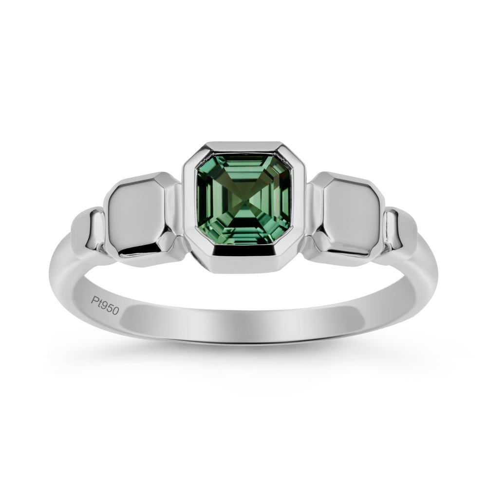 Geometric Ascher Green Sapphire Ring - LUO Jewelry #metal_platinum
