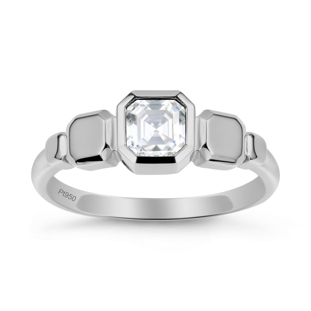 Geometric Ascher Moissanite Ring - LUO Jewelry #metal_platinum