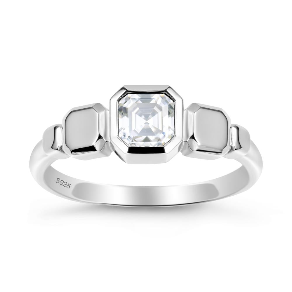 Geometric Ascher Moissanite Ring - LUO Jewelry #metal_sterling silver
