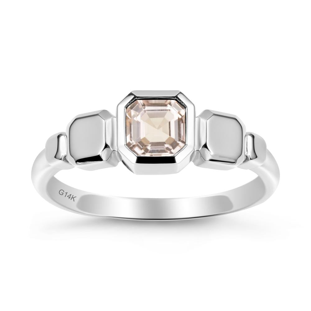 Geometric Ascher Morganite Ring - LUO Jewelry #metal_14k white gold