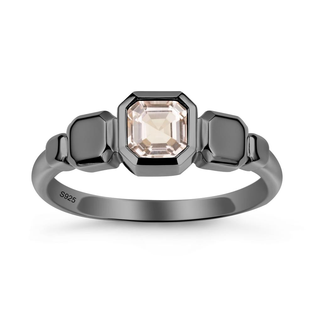 Geometric Ascher Morganite Ring - LUO Jewelry #metal_black finish sterling silver