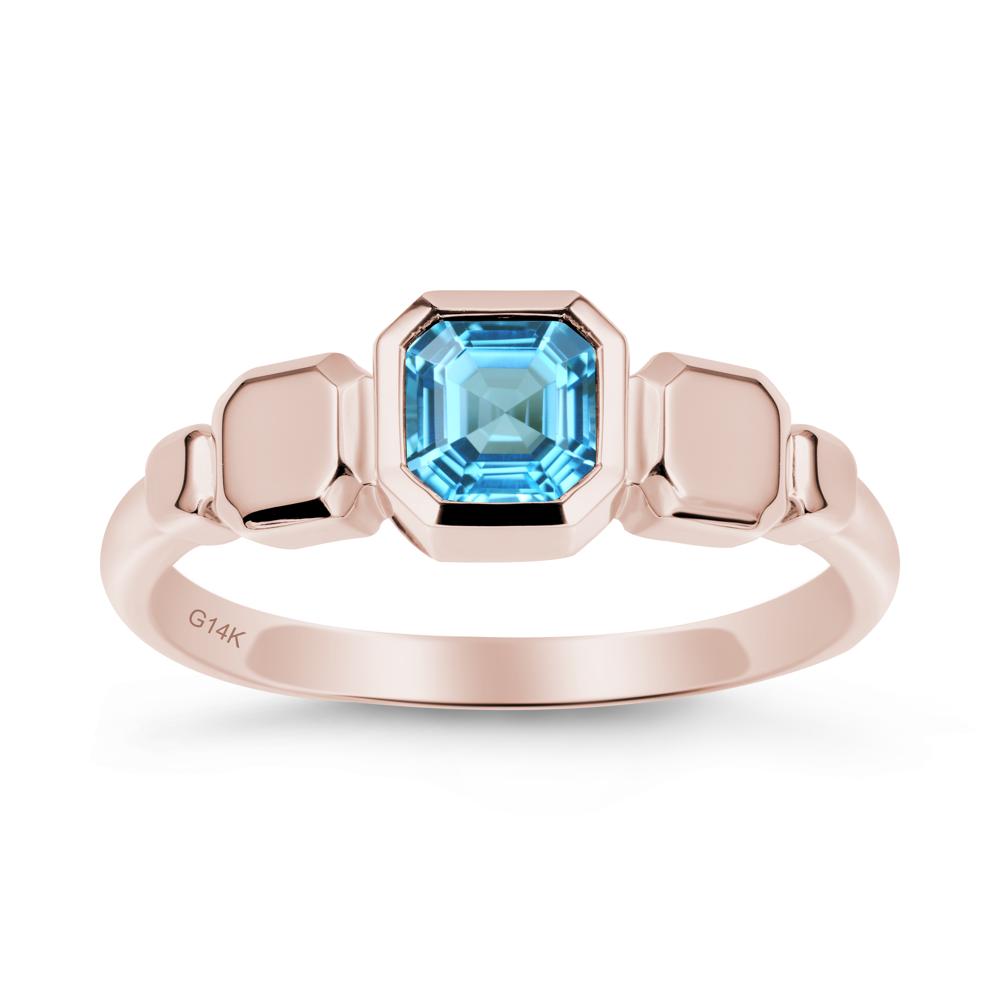 Unique Ascher Swiss Blue Topaz Ring - LUO Jewelry #metal_14k rose gold