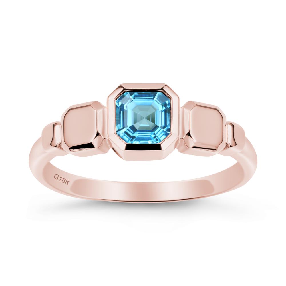 Unique Ascher Swiss Blue Topaz Ring - LUO Jewelry #metal_18k rose gold