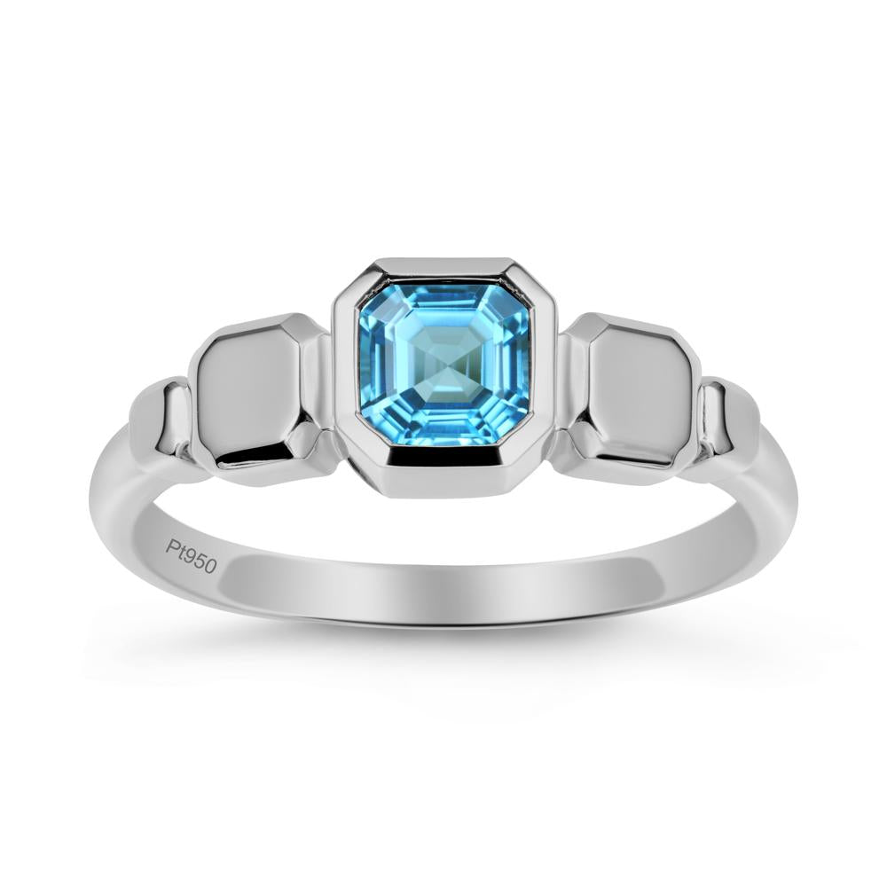 Unique Ascher Swiss Blue Topaz Ring - LUO Jewelry #metal_platinum