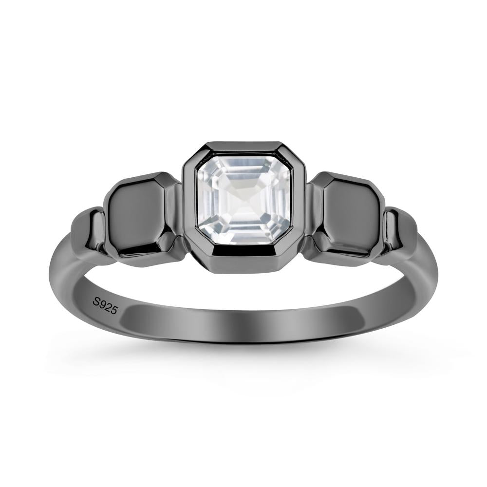 Geometric Ascher White Topaz Ring - LUO Jewelry #metal_black finish sterling silver