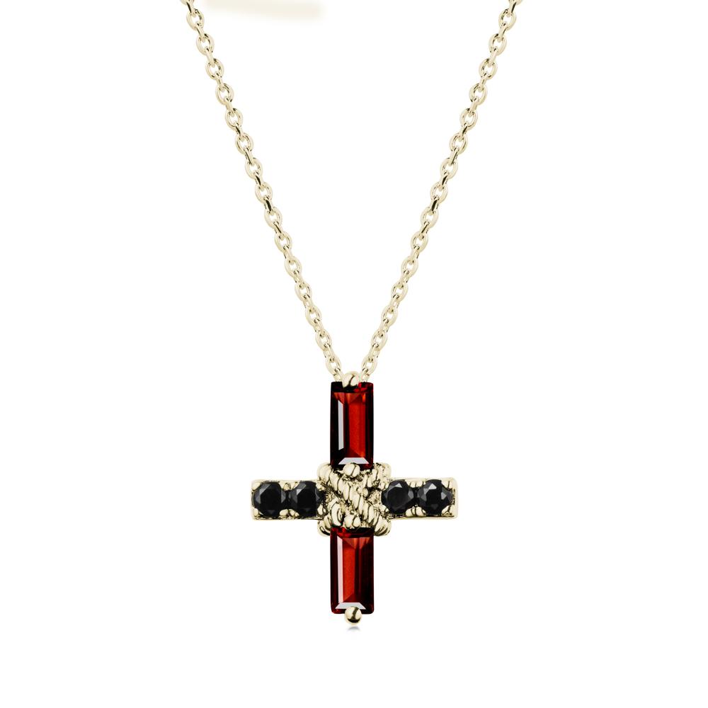 Baguette London Blue Topaz and Black Spinel Green Cross Necklace | LUO