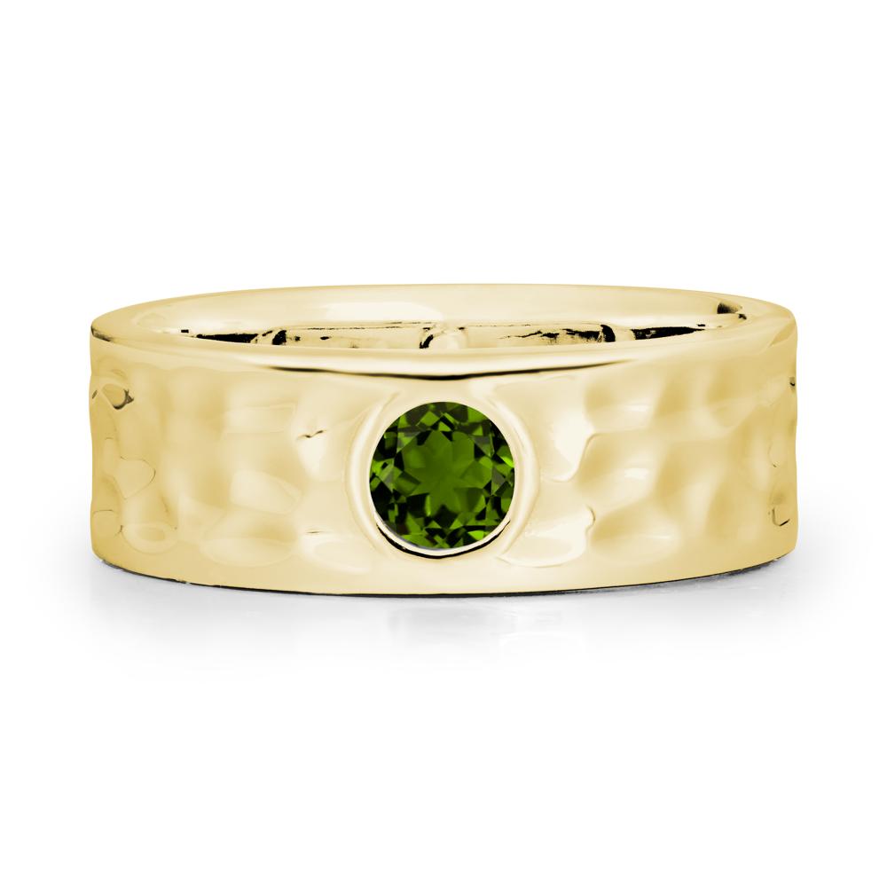 Men Wide Band Hammered Diopside Ring - LUO Jewelry #metal_18k yellow gold