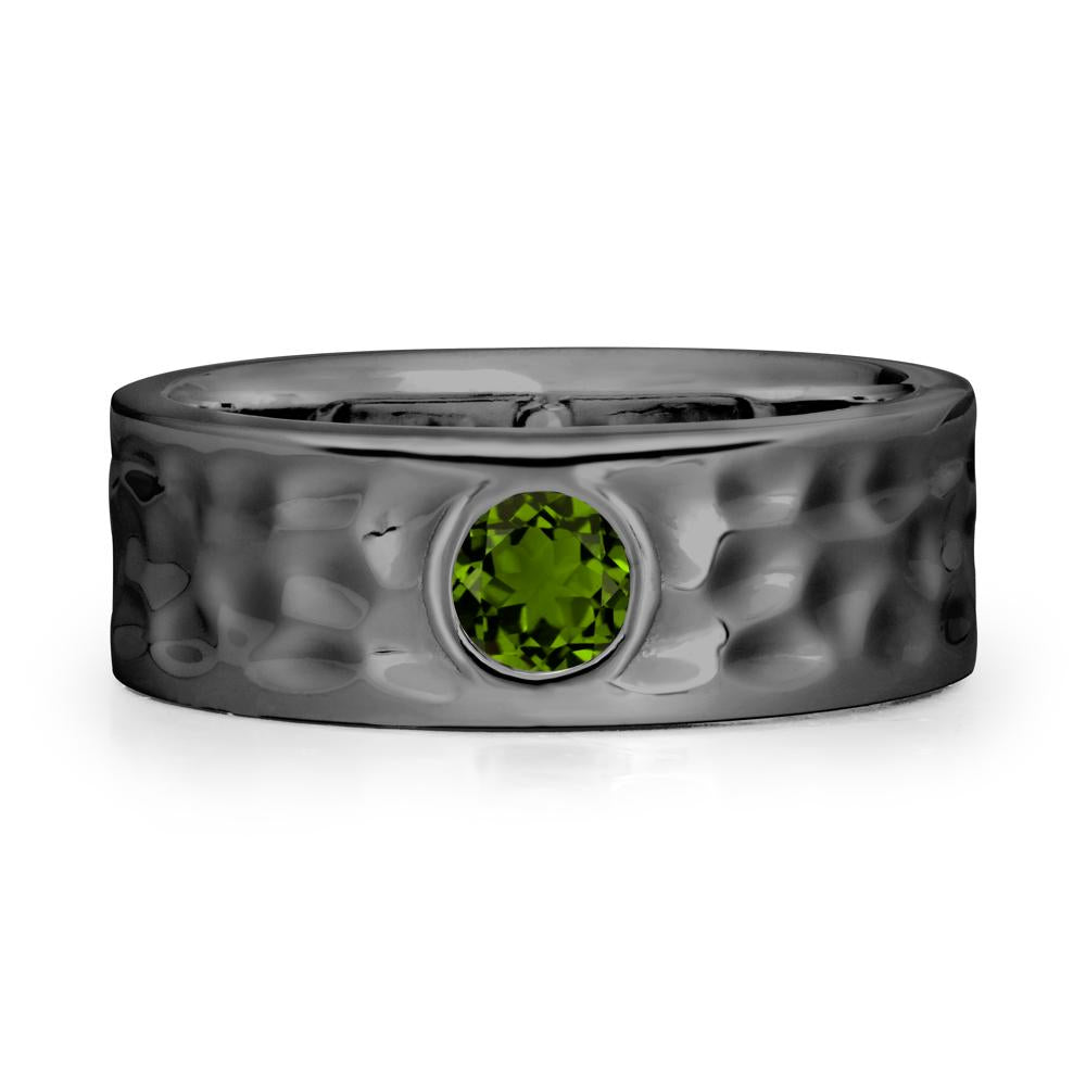 Men Wide Band Hammered Diopside Ring - LUO Jewelry #metal_black finish sterling silver