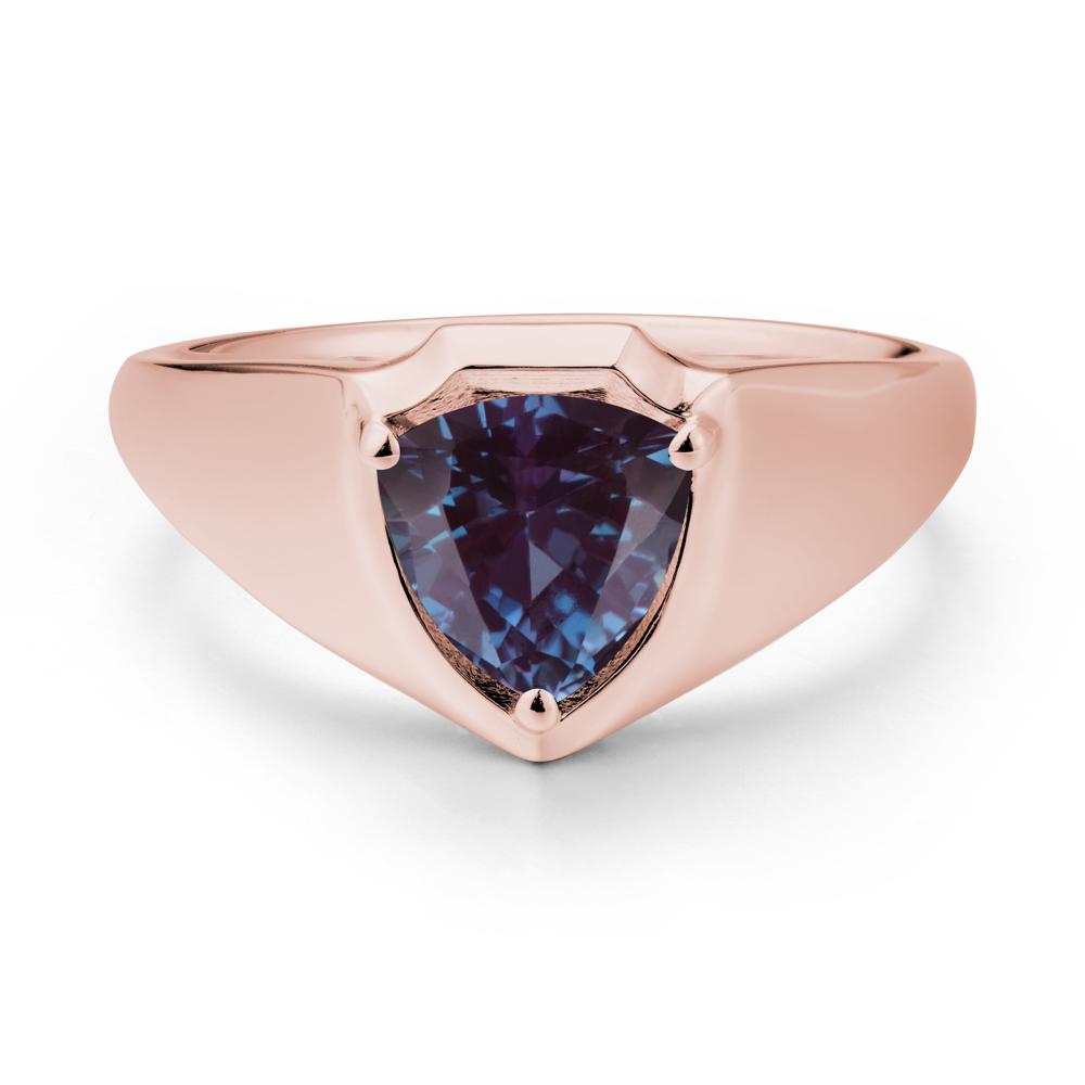 Men Wide Band Shield Alexandrite Ring - LUO Jewelry #metal_18k rose gold
