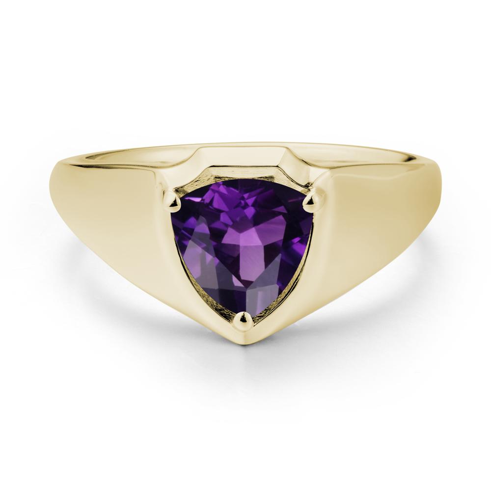 Wide Band Amethyst Shield Ring - LUO Jewelry #metal_14k yellow gold