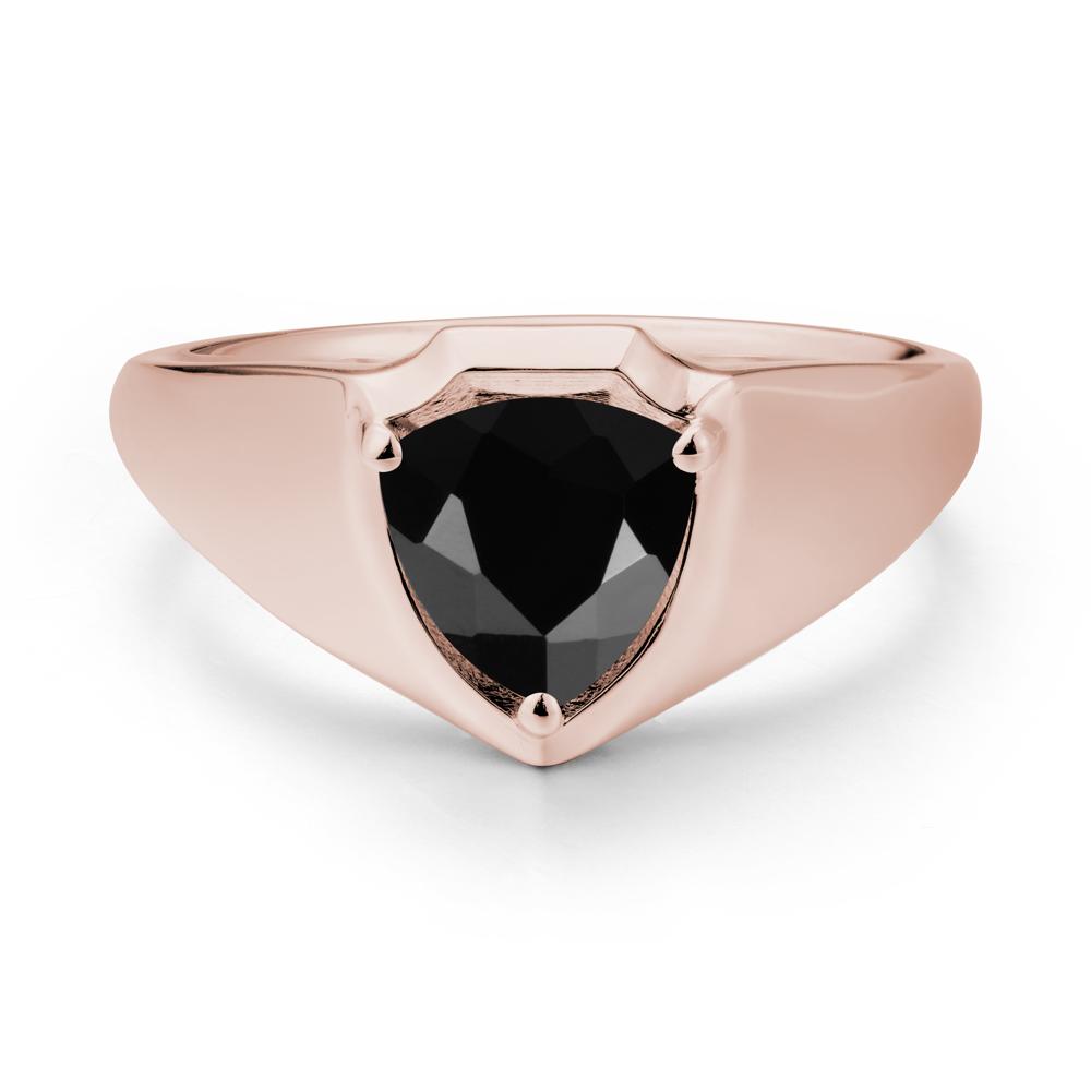 Wide Band Black Spinel Shield Ring - LUO Jewelry #metal_14k rose gold