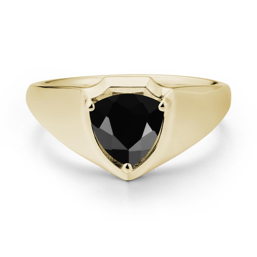 Wide Band Black Spinel Shield Ring - LUO Jewelry #metal_14k yellow gold