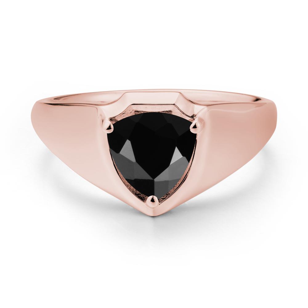 Wide Band Black Spinel Shield Ring - LUO Jewelry #metal_18k rose gold