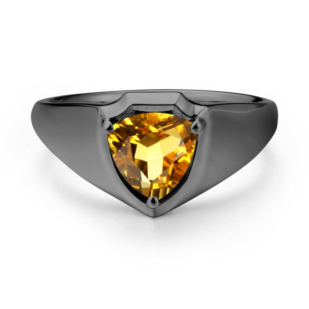 Men Wide Band Shield Citrine Ring - LUO Jewelry #metal_black finish sterling silver
