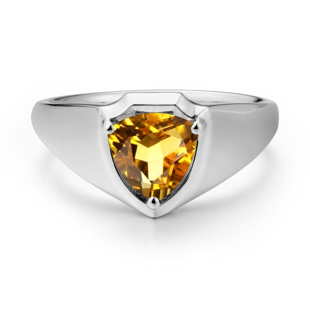 Men Wide Band Shield Citrine Ring - LUO Jewelry #metal_sterling silver