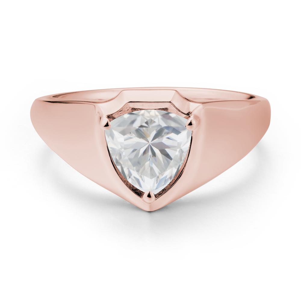 Wide Band Cubic Zirconia Shield Ring - LUO Jewelry #metal_18k rose gold