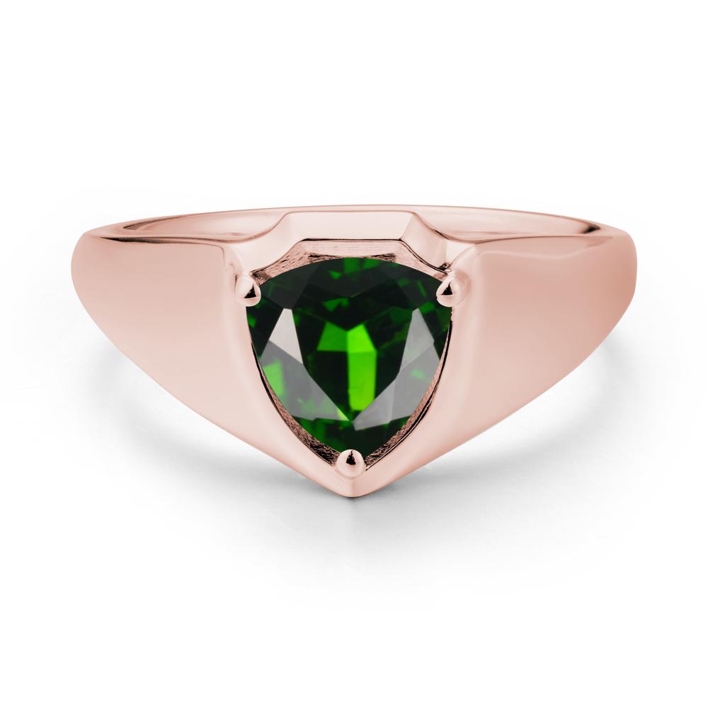 Men Wide Band Shield Diopside Ring - LUO Jewelry #metal_18k rose gold