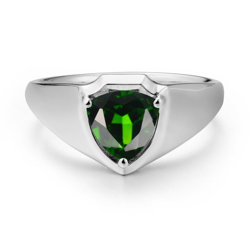 Men Wide Band Shield Diopside Ring - LUO Jewelry #metal_sterling silver