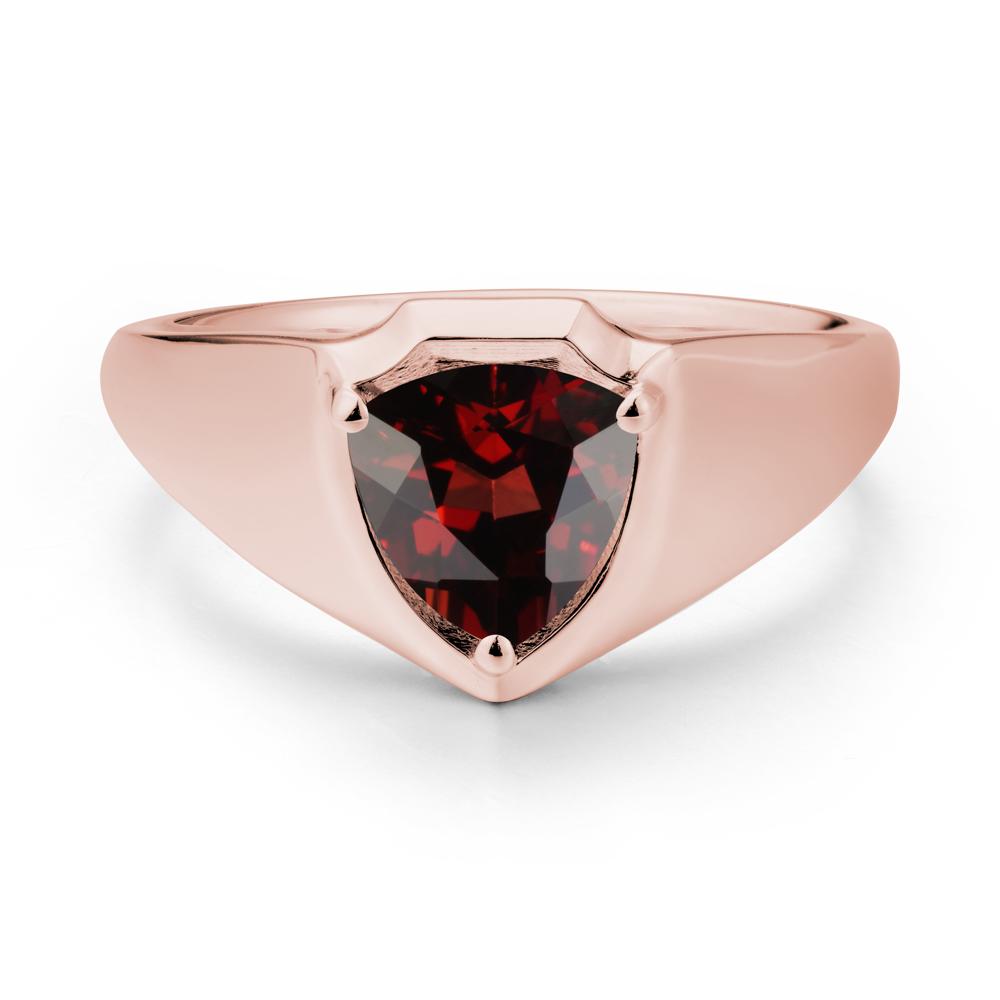 Men Wide Band Shield Garnet Ring - LUO Jewelry #metal_18k rose gold