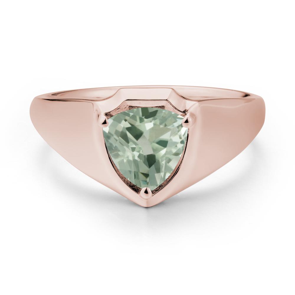 Wide Band Green Amethyst Shield Ring - LUO Jewelry #metal_14k rose gold